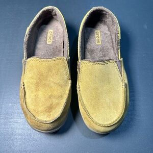 Crocs Womens Olive Suede Slip-On Shoes